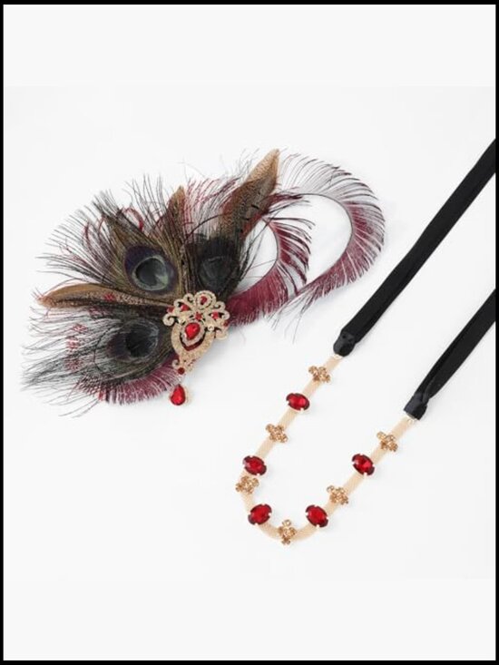 Flapper Peacock Feather Headpiece - Great Gatsby 1920s Costume Accessory main image 3